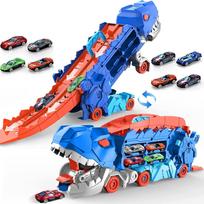Automobilių trasa su dinozauru, 43 cm, 4 automobiliai