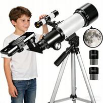 Vaikiškas astronominis teleskopas, 70 mm lęšis, 400 mm židinio nuotolis