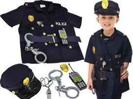 Vaikiškas policininko kostiumas su antrankiais ir kepure