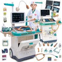 Gydytojo žaidimų rinkinys su vežimėliu, rentgeno ir EKG priedais, 26 dalys