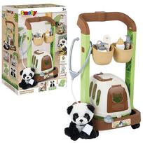 Žaislinė veterinarijos klinika su vežimėliu ir minkštu panda žaislu Smoby