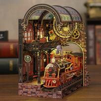 Knygų skirtukas su LED lemputėmis, 3D miniatiūrinis namelis „Harry Potter“ tematikos, rankų darbo