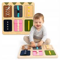 Medinė Montessori veiklos lenta, savarankiškumui lavinti