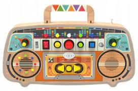 Medinė Montessori veiklos lenta su FM radiju