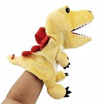 Rankinė lėlių teatro lėlė dinozauras 30 cm, geltona