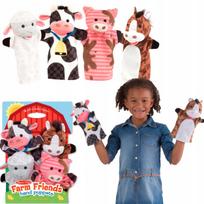 Lėlių rinkinys MELISSA & DOUG, minkštos ūkinės gyvūnų rankinės lėlės, 4 vnt.
