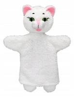 Pliušinė rankinė lėlė katytė, balta, 26 cm