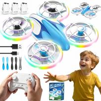 Mini dronas su LED apšvietimu, valdomas nuotoliniu pultu, 360° akrobatika, vaikams