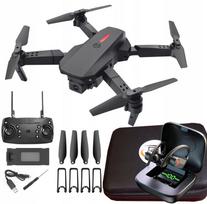 FPV dronas E88, 4K dvi kameros, WiFi, 360°, ausinės 5.1