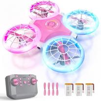 Mini dronas ShinePick, LED, 3 baterijos, rožinis