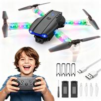 Sulankstomas dronas su dviem HD kameromis, WiFi, LED apšvietimu ir 2 baterijomis