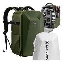 Kuprinė K&F Concept 22L, žalia, nešiojamam kompiuteriui ir fotografams, atspari vandeniui, su trikojio laikikliu