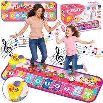 Muzikinis kilimėlis vaikams, rožinis, su gyvūnais