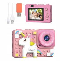Vaikiškas fotoaparatas Kiztoys, vienaragis, 1080p HD, IPS ekranas, 32GB SD kortelė