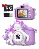 Vaikiška kamera Gofunly X1, 20 MP, 1080P, 2.0", su 32GB SD kortele, arkliuko dizainas