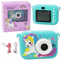 Vaikiškas skaitmeninis fotoaparatas LEAN Toys, vienaragio dizainas, 48 Mpx, HD vaizdo įrašai, žaidimai