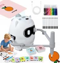 Piešimo robotas vaikams, mokomasis rinkinys: 100 kortelių, 10 flomasterių, Scan