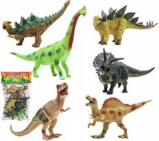 Dideli dinozaurų žaislai, 6 guminės figūrėlės, T-Rex, tiranozauras