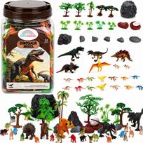 Didelių dinozaurų figūrėlių rinkinys, dėžutė ir kiaušinio dėklas