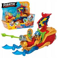 Vaikiška žaislinė PIRATIX piratų laivo figūrėlė su auksiniu kapitonu