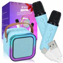 Mini karaoke rinkinys: 2 mikrofonai ir belaidė Bluetooth kolonėlė