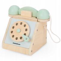 Medinis žaislinis retro telefonas vaikams, žali atspalviai, su skydu