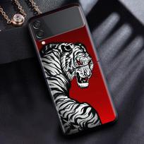 Case For Samsung Galaxy Z Flip 3 4 5G Black Hard PC Phone Housing Z flip4 Luxury Segmented Cover Lion Wolf Samsung Z Flip 4 black