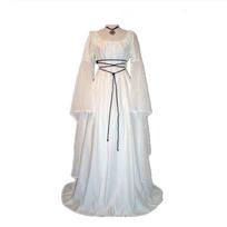 Women's New Long Sleeve Crew Neck Women's Dress Halloween Costume Medieval Robe Women 2XL