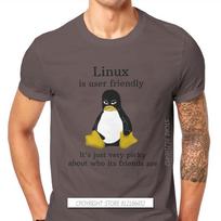 Linux Operating System Tux Penguin Men's TShirt User Friendly Just Picky Distinctive T Shirt Original Casual Sweats New Trend 4XL brown