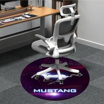 1 vnt. Mustang logotipo kėdės kilimėlis biurui, patalpoms, neslystantis, plaunamas poliesterio pluošto kilimėlis, kilimėlis biurui, skalbiamas mašinoje 120cm white