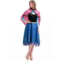 S-4Xl Halloween Costume Frozen Cosplay Anime Anna Dress for Adults Picture Color [Skirt + Shawl] XXXL blue