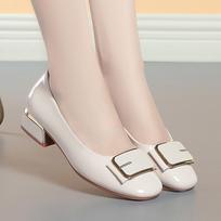 Square-toe Flats, Comfortable and Not Tiring To Wear, Square Buckle, Solid Color, Simple and Versatile, Everyday Soft-soled Low-heeled Shoes 35 smėlis