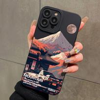 Black Mountain INS Design Phone Case For iPhone 17 16 15 14 13 12 11 Pro Max Mini XS XR 7 8 Plus 16e Shockproof Matte Soft Cover iPhone 16 Plus gray