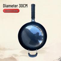 In-Stock Round Bottom Wok: Non-stick, Less Oil Smoke, Gas Stove Safe, with Handles Black pot gray