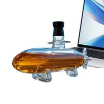 New Glass Whiskey Decanter Submarine Shape Wine Bottles Decorative Submarine Shape Whiskey Decanter For Party, Bar, Home CN gray