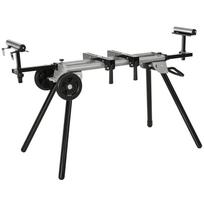 Mitre Saw Stand with Extensions, Sawhorse for Cutting Logs, Foldable with Wheels Max Load 150 Kg, Black and Grey 245 x 73 x 96 cm