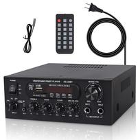E-Greetshopping Karaoke Bluetooth 5.0 Power Amplifier 220W HI-FI Digital Stereo Mixer USB/SD Card Home Audio System Black