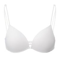 French sexy lingerie for women, front button, triangle cup, small bust, push-up thin strap strap-free wireless bra 75B white