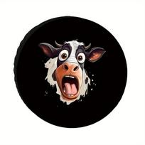 Funny Surprised Cow Spare Tire Cover Durable Waterproof SUV Trailer Wheel Protector 14inch brown