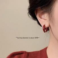 925 Silver Ankara Red Ear Cuff Earrings: Women's Niche Design for 2026 Chinese New Year black