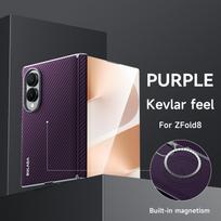 For Samsung Galaxy Z Fold 8 Wide Case Luxury Classic Skin-Friendly Frosted Hinge Leather Magnetic Cover Shockproof Accessories no front cover&Galaxy Z Fold 8 Wide violetinė
