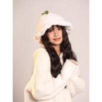 Plush fungus edge fisherman hat cute plush women autumn and winter Korean version versatile fisherman basin hat warm tide M（56-58cm） raudona