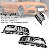 2PCS Front Fog Lamp Black Grill Grille Fit A5 S-Line S5 2013-2016 gray