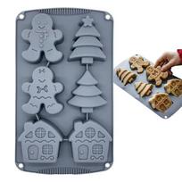 3D Christmas Gingerbread Man Silicone Mold Christmas Tree Gingerbread House Cake Madeleine Cake Mold gray