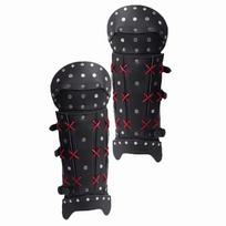 Medieval Steampunk Cosplay Leg Armor: Retro Lace-up Warrior Leggings and Shoe Covers One Size juoda