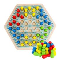 Kid Chain Triangle Chess Social Board Game Battle Chess Game Wooden Toy for Parent-Phild Interaction Family Party Logic Thinking blue