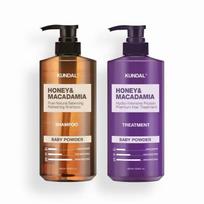 Kundal Best Perfume Hair Care Set (Nature Shampoo 500ml + Protein Treatment 500ml) Baby powder brown