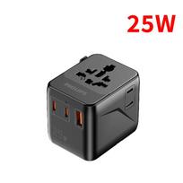 Philips Universal Travel Adapter Side Socket 25W Fast Charging 2 AC Outlets 2 USB-C 1 USB-A Black gray