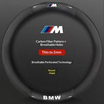 Car Carbon Fiber Suede Leather Steering Wheel Cover BMW M X1 X3 X5 X7 F01 F10 F15 F20 F25 F30 M2 M3 E39 E46 E60 E70 E90 G20 G30 gzhw17 anglies pluošto juodos spalvos