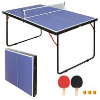 137.2cm/4.5FT Foldable Table Tennis, Portable Ping Pong Table Set with Net, 2 Table Tennis Paddles and 3 Balls Indoor & Outdoor Games Easy to Store 137 x 76 x 66 cm mėlyna